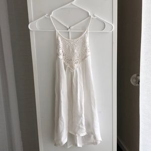 Hollister white tank with lace design